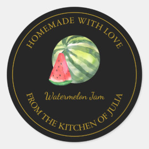 Gold Homemade Watermelon Jam Label   Black