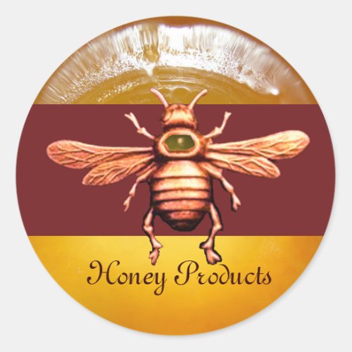 GOLD HONEY BEE  BEEKEEPER BEEKEEPING CLASSIC ROUND STICKER