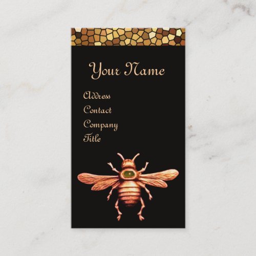 GOLD HONEY BEE  BEEKEEPER BEEKEEPING MONOGRAM BUSINESS CARD