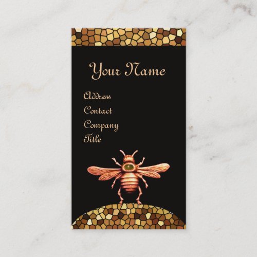 GOLD HONEY BEE  BEEKEEPER BEEKEEPING MONOGRAM BUSINESS CARD