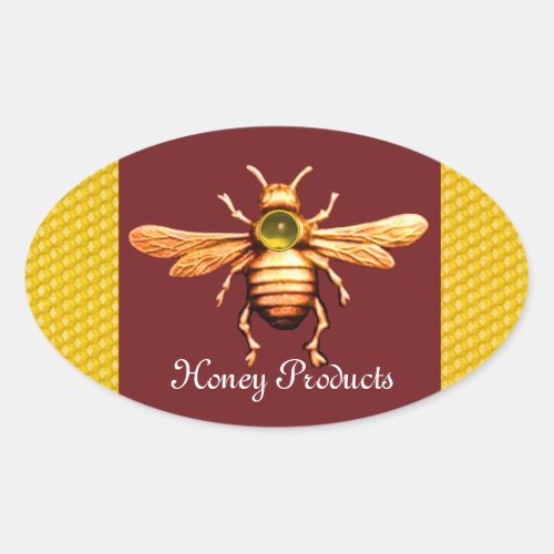 GOLD HONEY BEE  BEEKEEPER BEEKEEPING OVAL STICKER