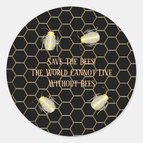 Gold Honey Bee Honeycomb Personalised Classic Round Sticker