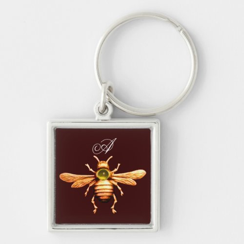 GOLD HONEY BEE MONOGRAM KEYCHAIN