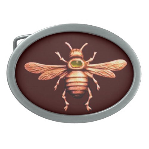 GOLD HONEY BEE OVAL BELT BUCKLE