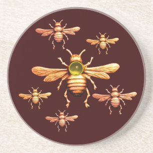 GOLD HONEY BEES ,BEEKEEPER SANDSTONE COASTER