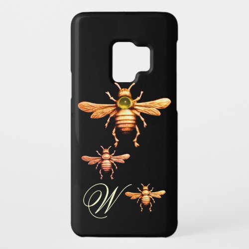 GOLD HONEY BEES MONOGRAM Black Case_Mate Samsung Galaxy S9 Case