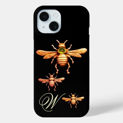 GOLD HONEY BEES MONOGRAM iPhone 15 CASE