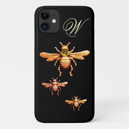 GOLD HONEY BEES MONOGRAM iPhone 11 CASE