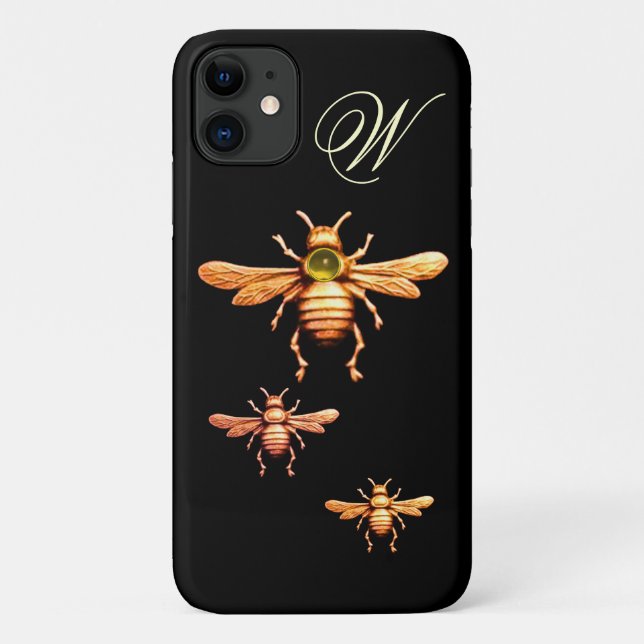 GOLD HONEY BEES MONOGRAM Case-Mate iPhone CASE (Back)