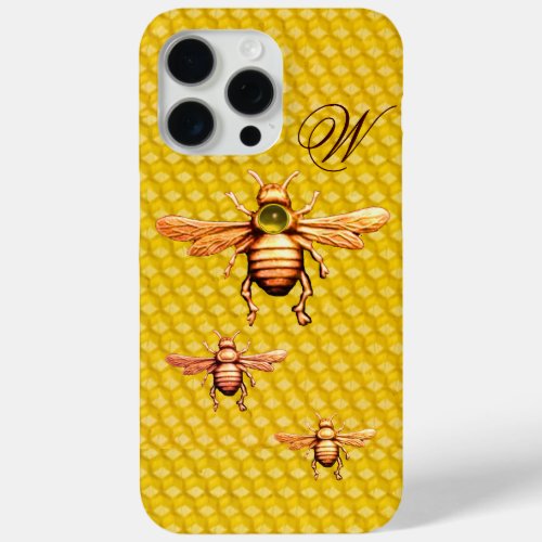 GOLD HONEY BEES MONOGRAM iPhone 15 PRO MAX CASE