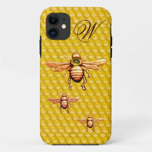 GOLD HONEY BEES MONOGRAM iPhone 11 CASE