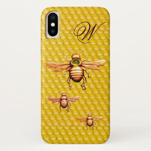 GOLD HONEY BEES MONOGRAM iPhone X CASE