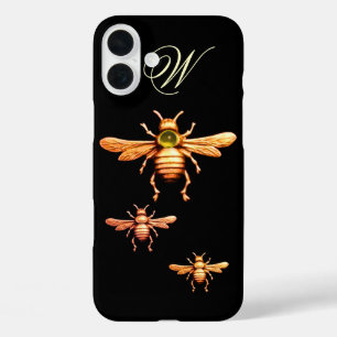 GOLD HONEY BEES MONOGRAM iPhone 16 PLUS CASE