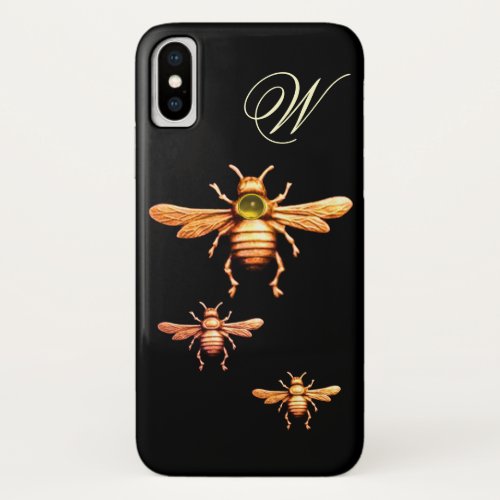 GOLD HONEY BEES MONOGRAM iPhone X CASE