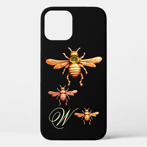 GOLD HONEY BEES MONOGRAM iPhone 12 CASE