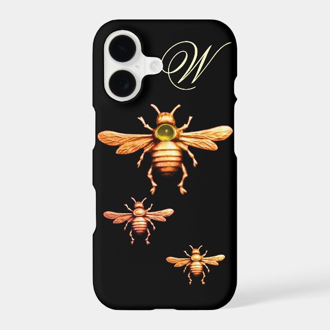 GOLD HONEY BEES MONOGRAM IPHONE CASE (Back)