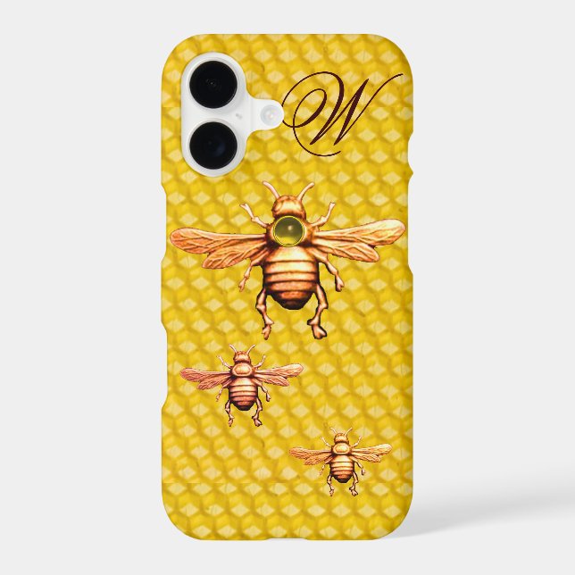 GOLD HONEY BEES MONOGRAM IPHONE CASE (Back)