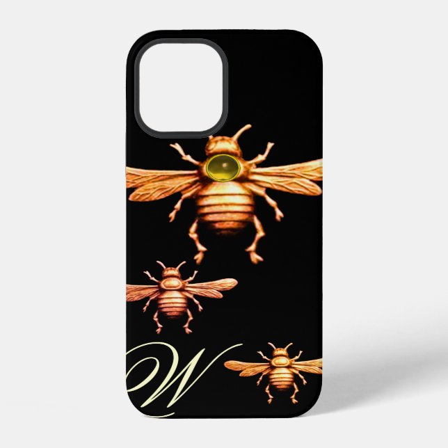 GOLD HONEY BEES MONOGRAM IPHONE CASE (Back)