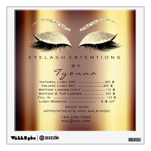 Gold Honey Price List Eyes Makeup Lashes Extension Wall Decal
