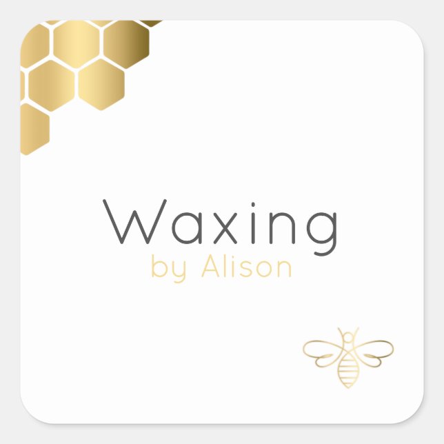 Gold honeybee waxing tech/ esthetician  square sticker (Front)
