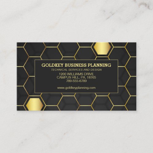 Gold Honeycomb Black Shadow Business Card