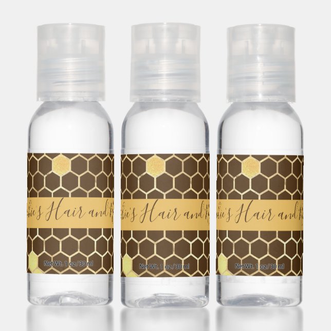 Gold Honeycomb Geometric Business Branding Hand Sanitizer (Set)