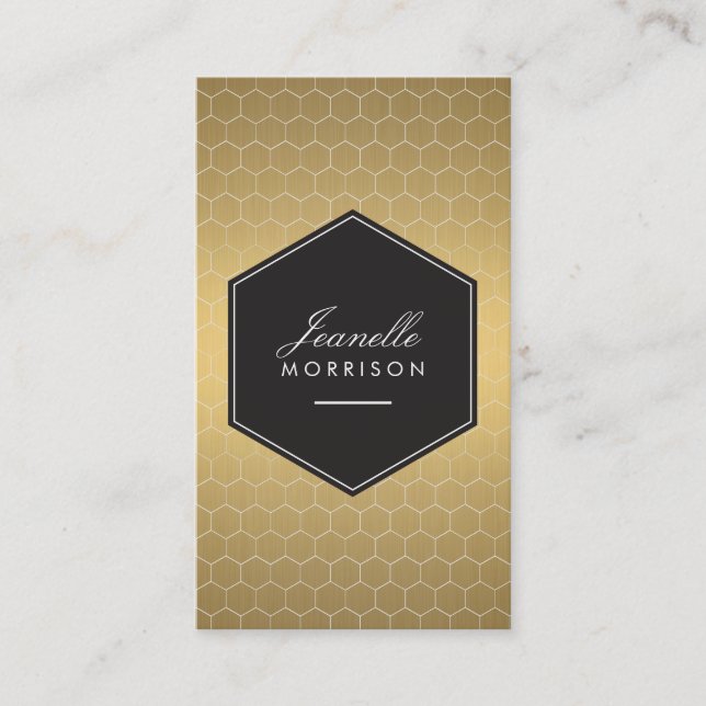 Gold Honeycomb Glamorous Beauty Business Card (Front)