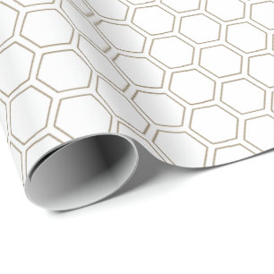 Gold Honeycomb Outline Beekeeper Wrapping Paper