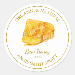 Gold Honeycomb Raw Honey Label White