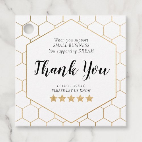 Gold Honeycomb Small Business Thank You Favor Tag