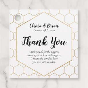 Gold Honeycomb Wedding Thank You Favor Tag