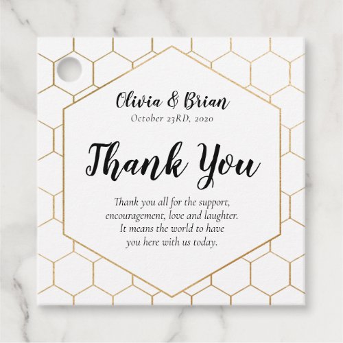 Gold Honeycomb Wedding Thank You Favor Tag