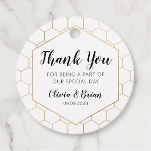 Gold Honeycomb Wedding Thank You Favor Tag