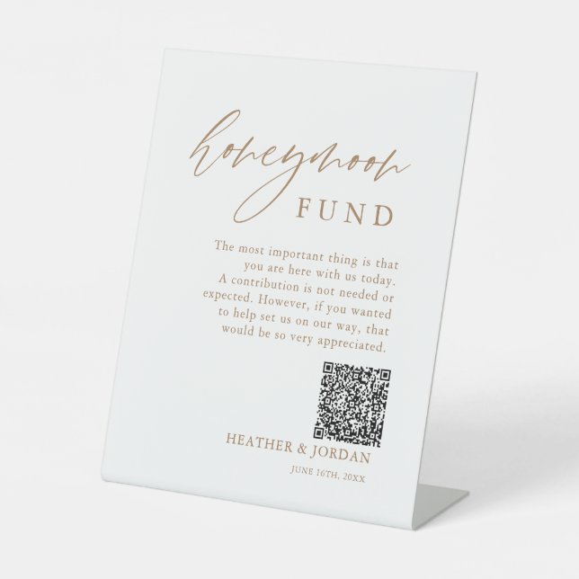 Gold Honeymoon Fund QR Wishing Well Sign (Front)