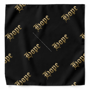 Gold Hope Written in Old English Gothic Font Bandana