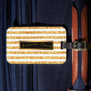 Gold Horizontal Glitter Boho Popular Collection Luggage Tag