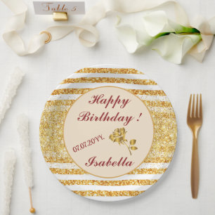 Gold Horizontal Glitter Boho Popular Collection Paper Plates