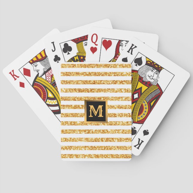 Gold Horizontal Glitter Boho Popular Collection Poker Cards (Back)