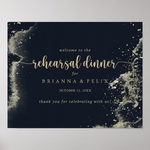 Gold Horizontal Rehearsal Dinner Welcome  Poster