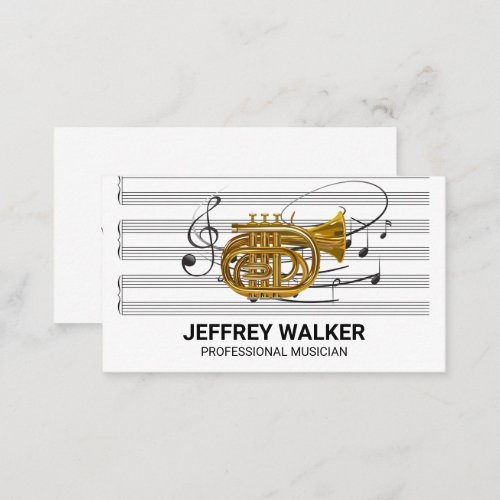 Gold Horn Instrument  Music Sheet  Notes Business Card
