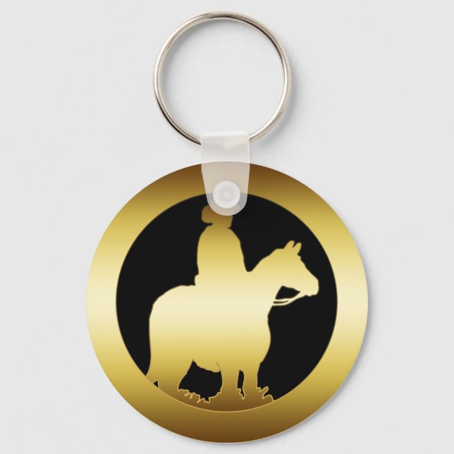 GOLD HORSE AND RIDER KEYCHAIN (Front)