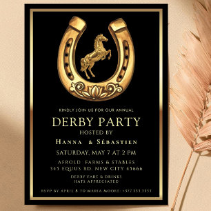 gold Horse Derby Party Equestrian Invitation
