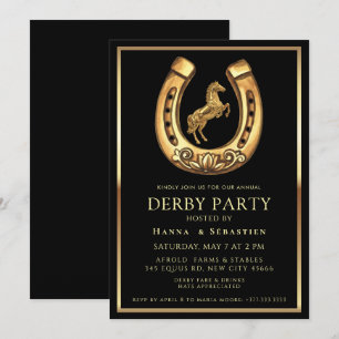 gold Horse Derby Party Equestrian  Invitation