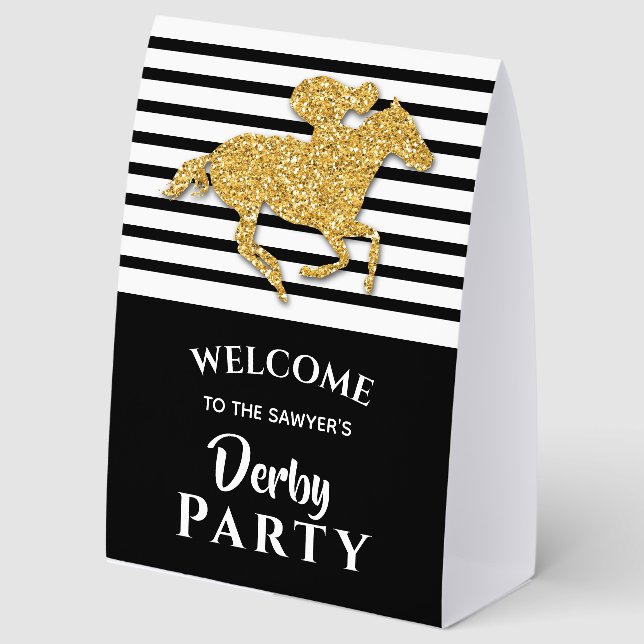 Gold Horse Derby Welcome Paper Table Tent (Front)