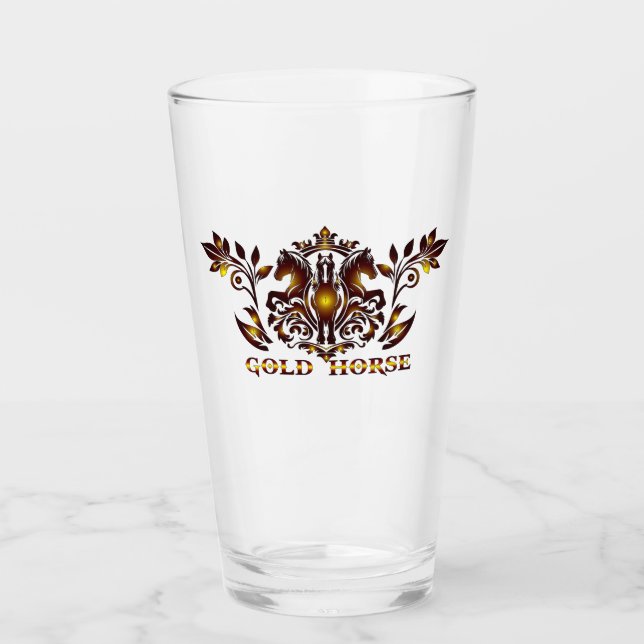 Gold Horse Drinkware Glass (Front)