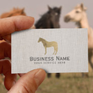 Gold Horse Equestrian Equine Elegant Linen Business Card at Zazzle