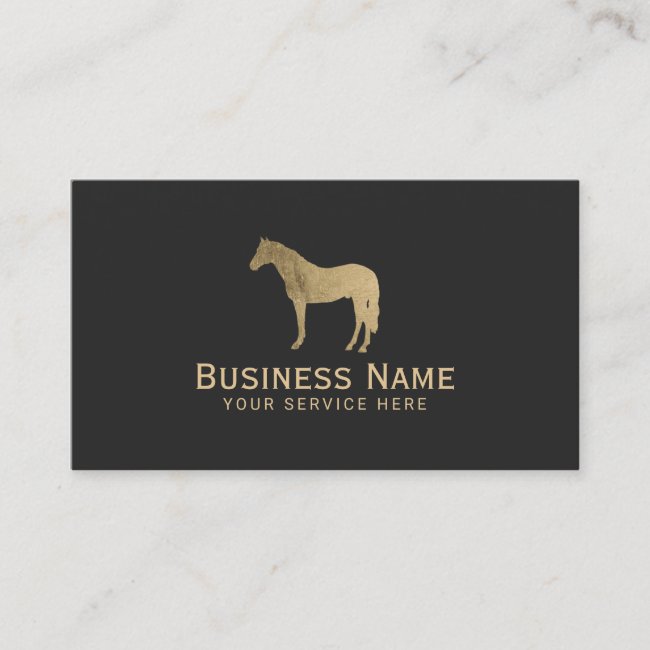 Gold Horse Equestrian Horseback Riding Equine Business Card