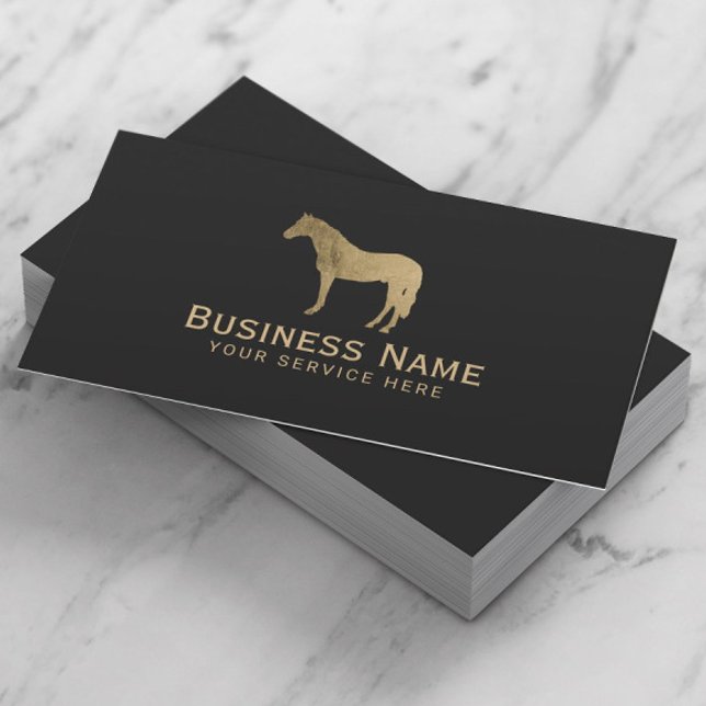 Gold Horse Equestrian Horseback Riding Equine Business Card (Creator Uploaded)