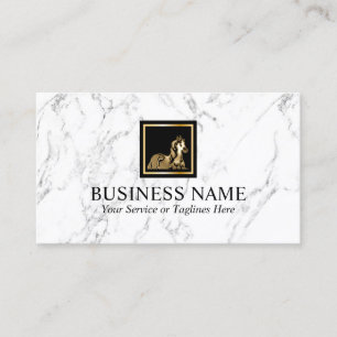 Gold Horse Equine Pony Logo Modern White Marble Business Card
