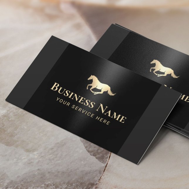 Gold Horse Horseback Riding Instructor Equine Business Card (Creator Uploaded)